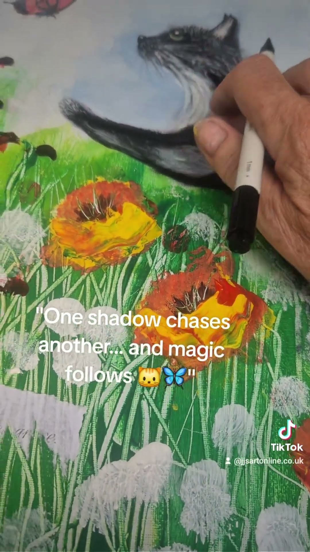 "One shadow chases another… and magic follows 🐱🦋"